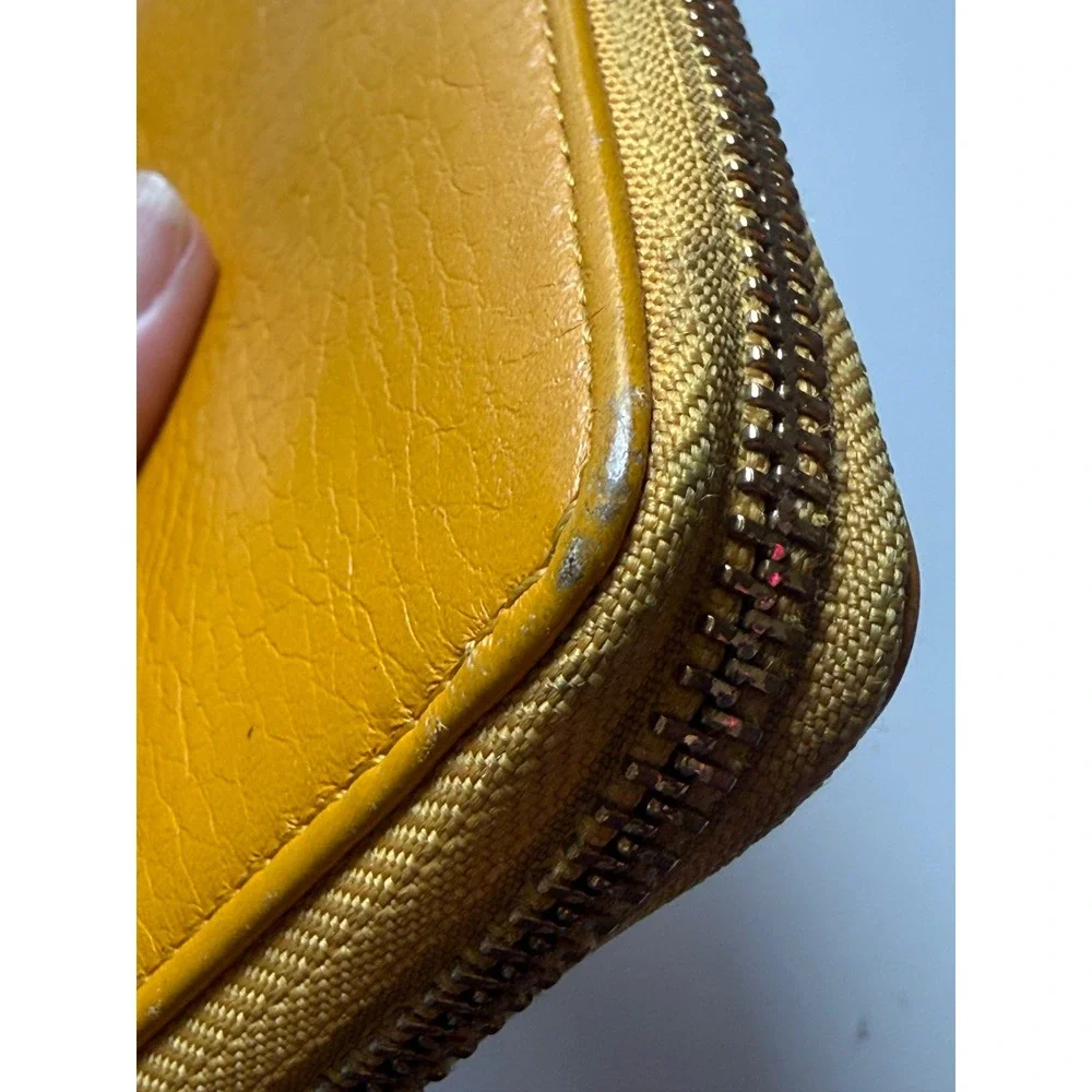 Tory Burch Miller Zip Continental Wallet Yellow Leather Wristlet Preppy Luxury‎